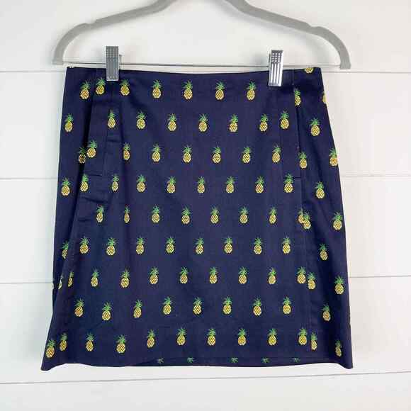 J.Crew Mini Skirt Womens Size 00 Navy Pineapple Print - Picture 4 of 9